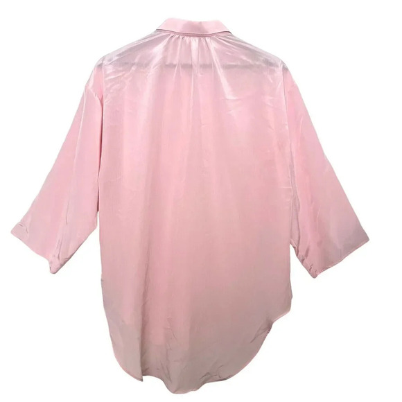 Vintage Laura Mae Button Front Pink Lightweight preppy Old Money USA Size Medium - Picture 2 of 6